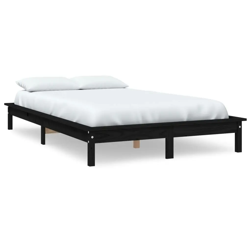 Bed Frame without Mattress Black 150x200 cm Solid Wood Pine 820550