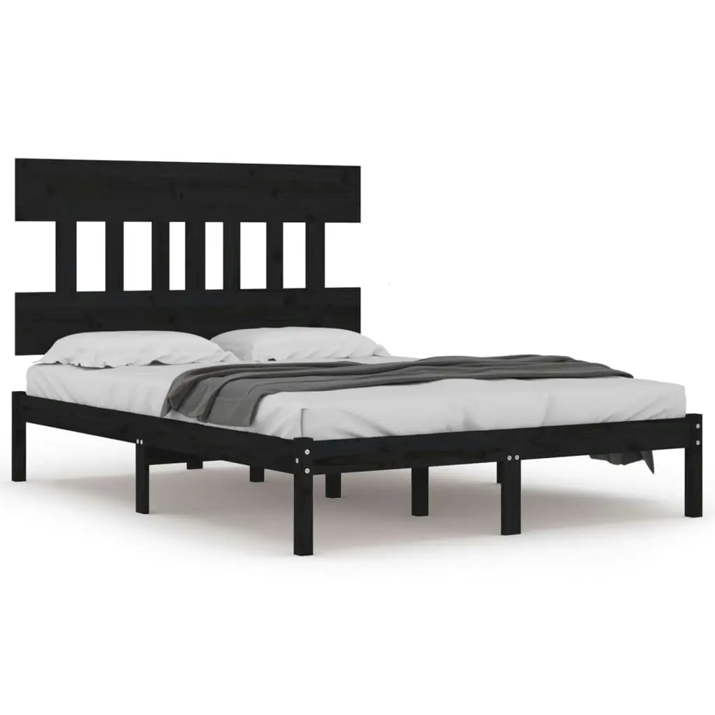 Bed Frame without Mattress Black 135x190 cm Solid Wood 3104717