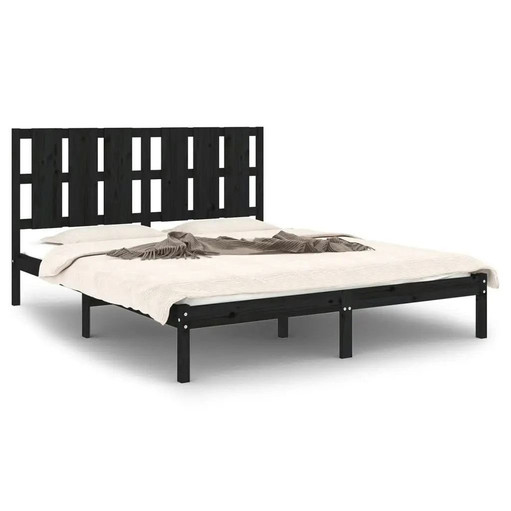 Bed Frame without Mattress Black 150x200 cm Solid Wood 3105609