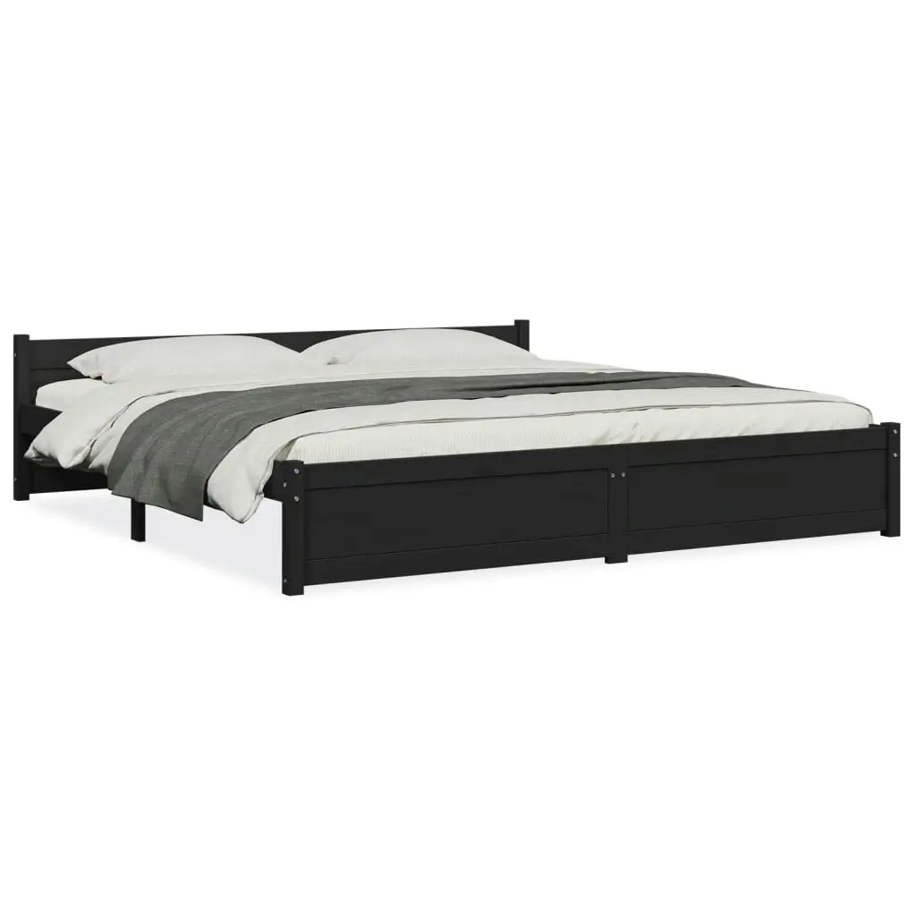 Bed Frame Black Solid Wood 183x203 cm King Size 815063