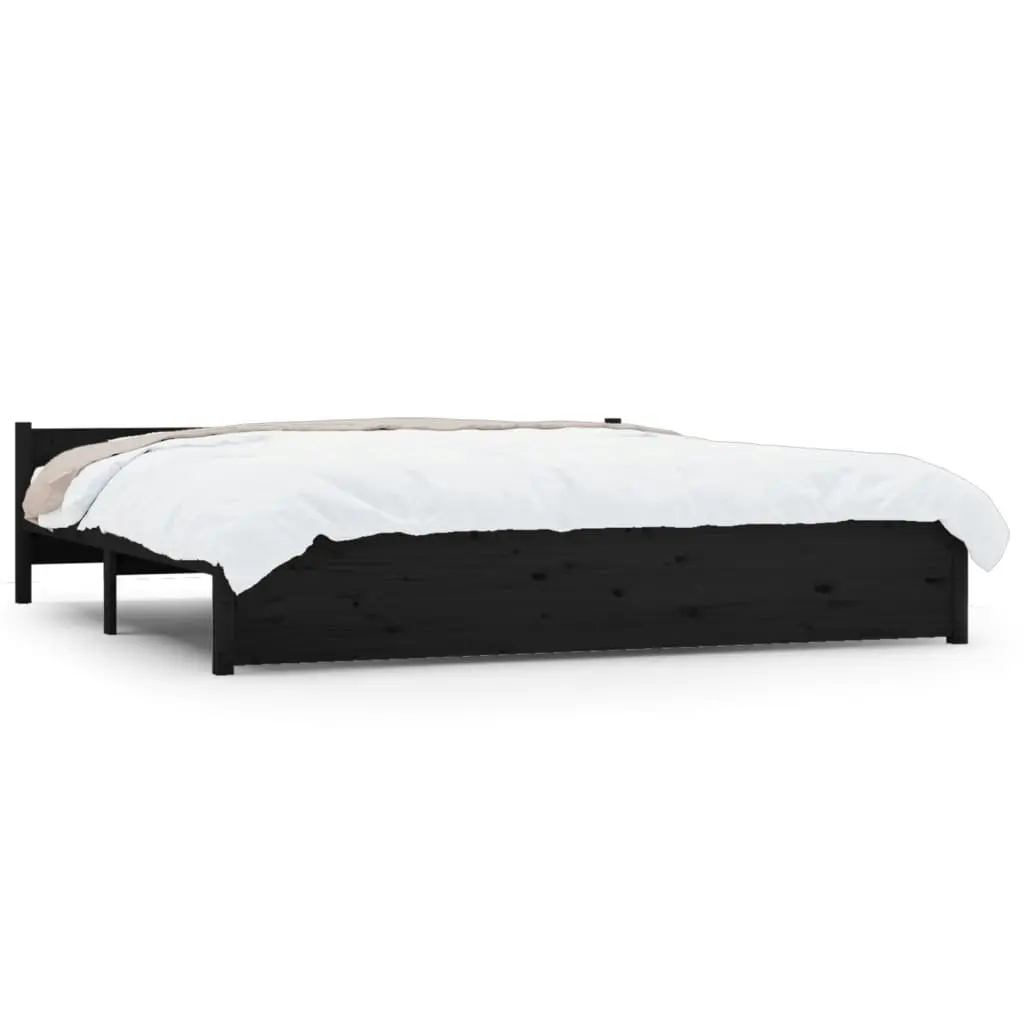 Bed Frame Black Solid Wood 183x203 cm King Size 815063