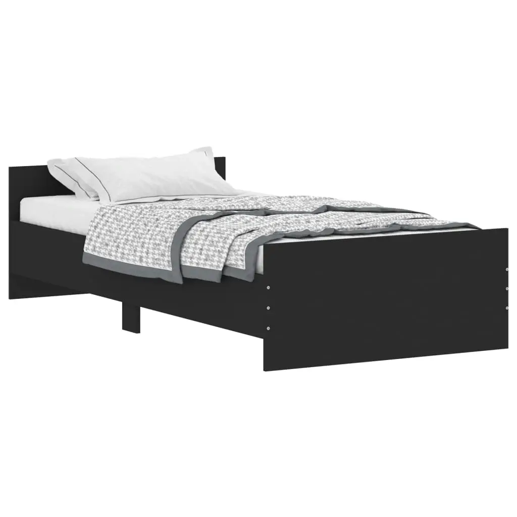 Bed Frame Black 92x187 cm Single Size Engineered Wood 835940