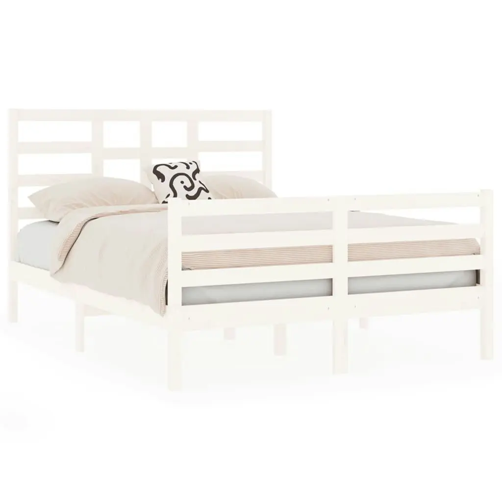 Bed Frame without Mattress White Solid Wood 135x190 cm 3105836