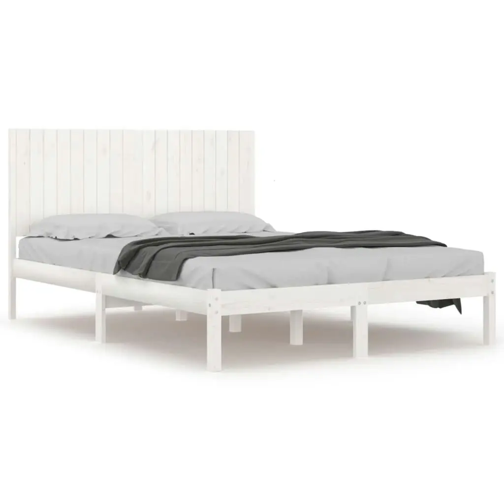 Bed Frame without Mattress White 183x203 cm King Solid Wood 3104429