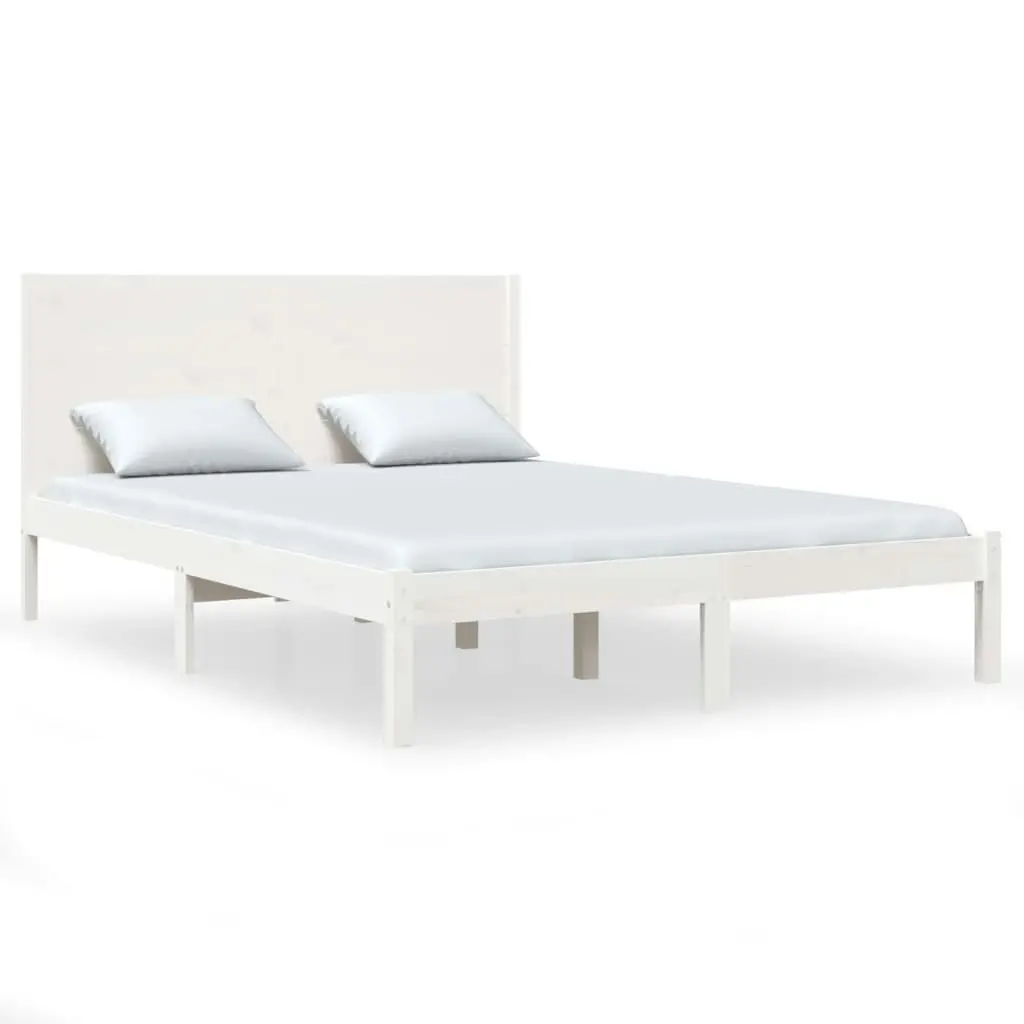 Bed Frame without Mattress White 150x200 cm Solid Wood 3104159