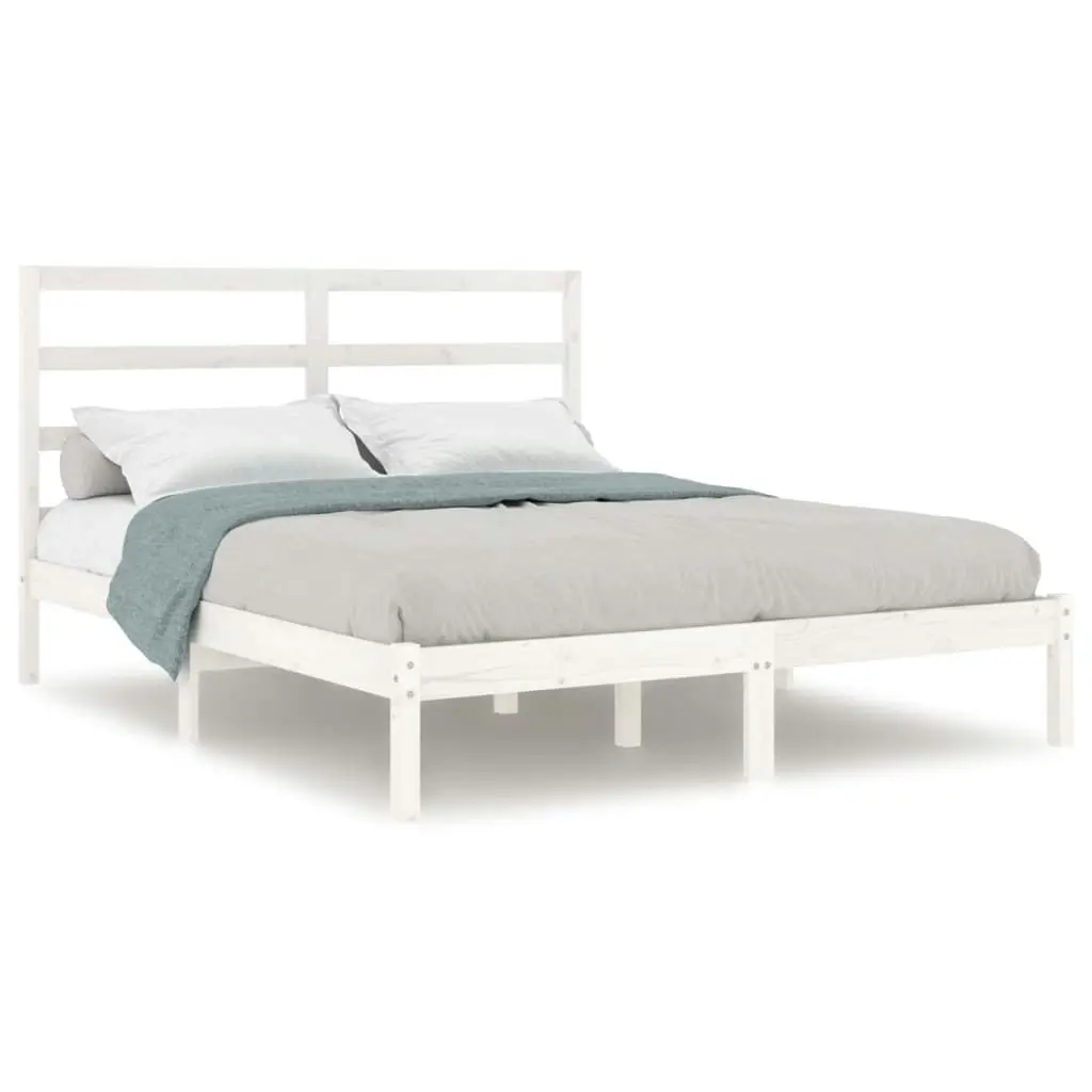 Bed Frame White Solid Wood 137x187 cm Double Size 3104909