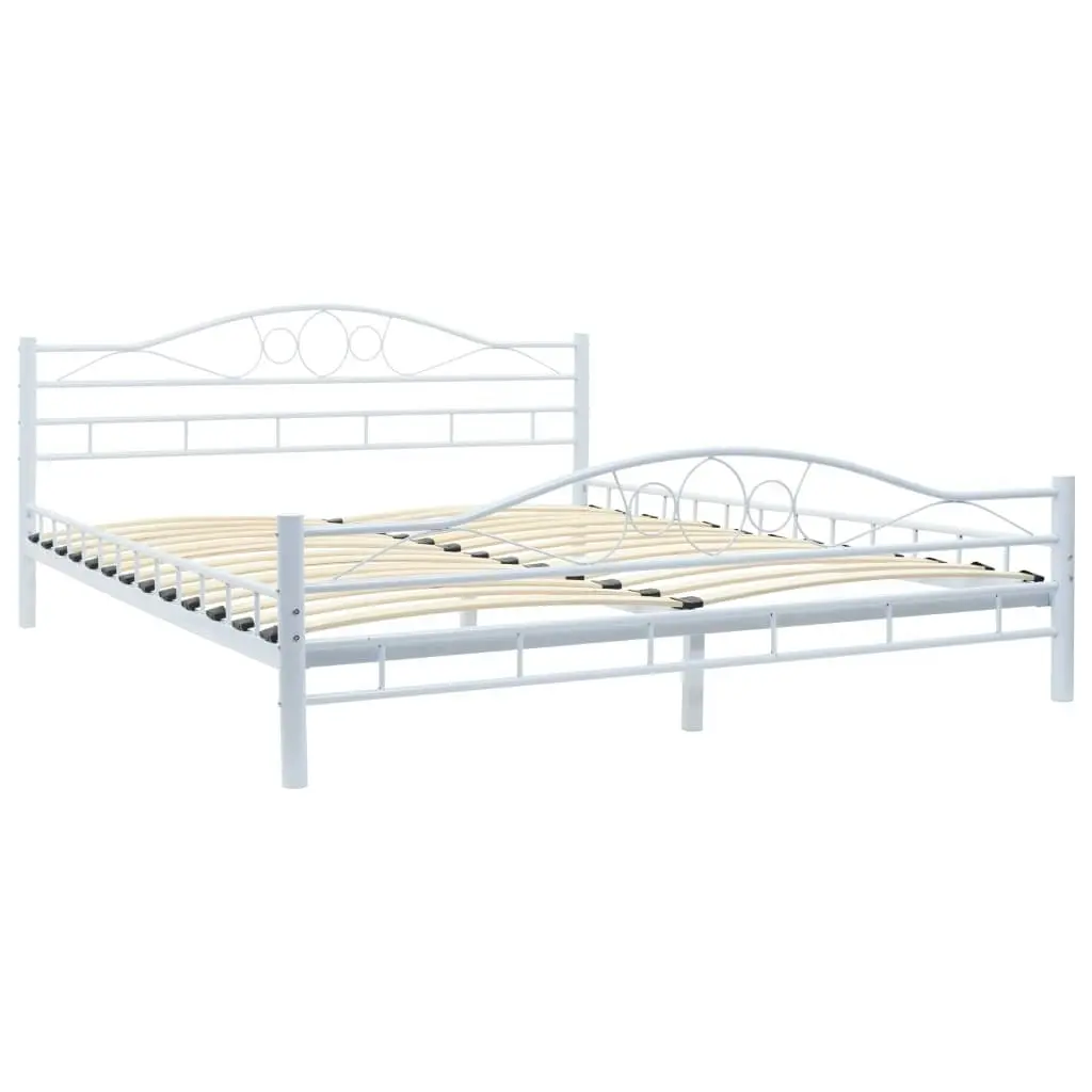 Bed Frame without Mattress White Metal 153x203 cm Queen 247237