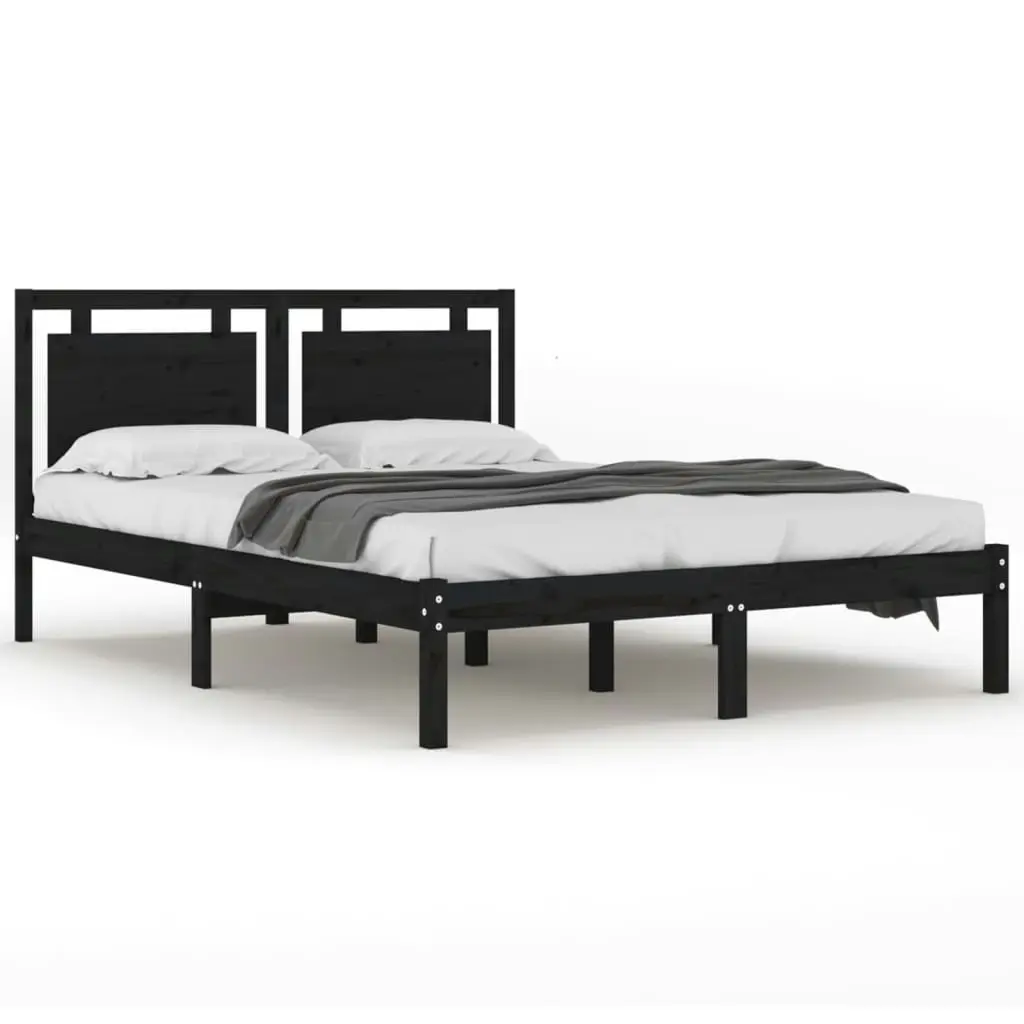 Bed Frame without Mattress Black 135x190 cm Solid Wood 3105514