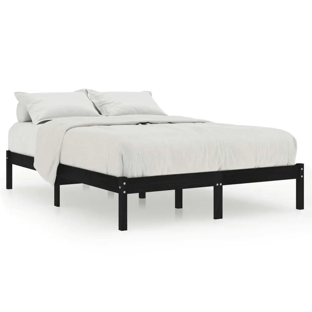 Bed Frame Black Solid Wood 153x203 cm Queen Size 810026