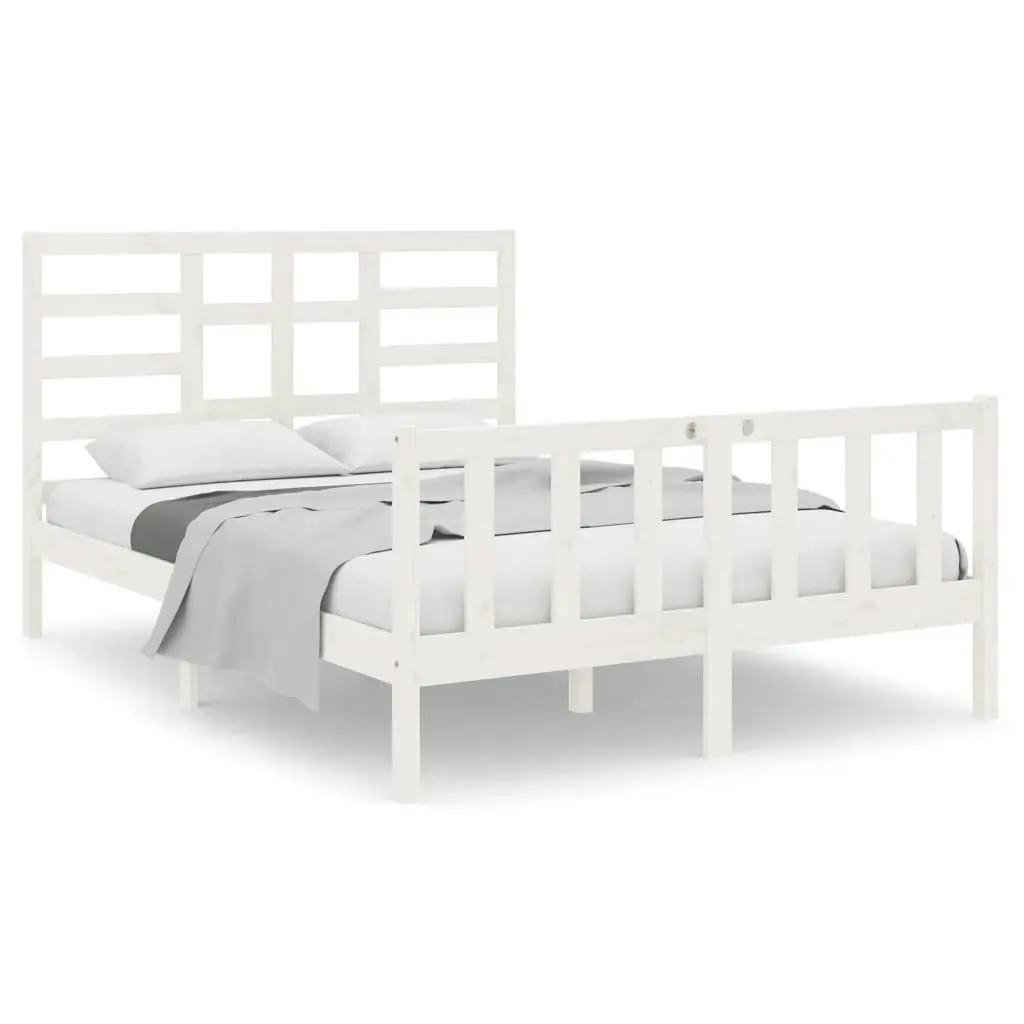 Bed Frame without Mattress White Solid Wood 135x190 cm 3105901