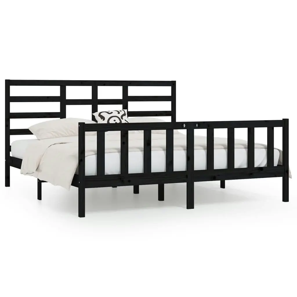 Bed Frame without Mattress Black 183x203 cm King Solid Wood 3107632