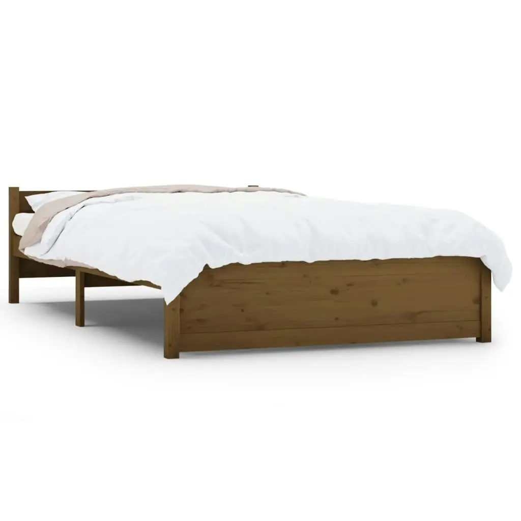 Bed Frame Honey Brown Solid Wood 137x187 cm Double Size 815022