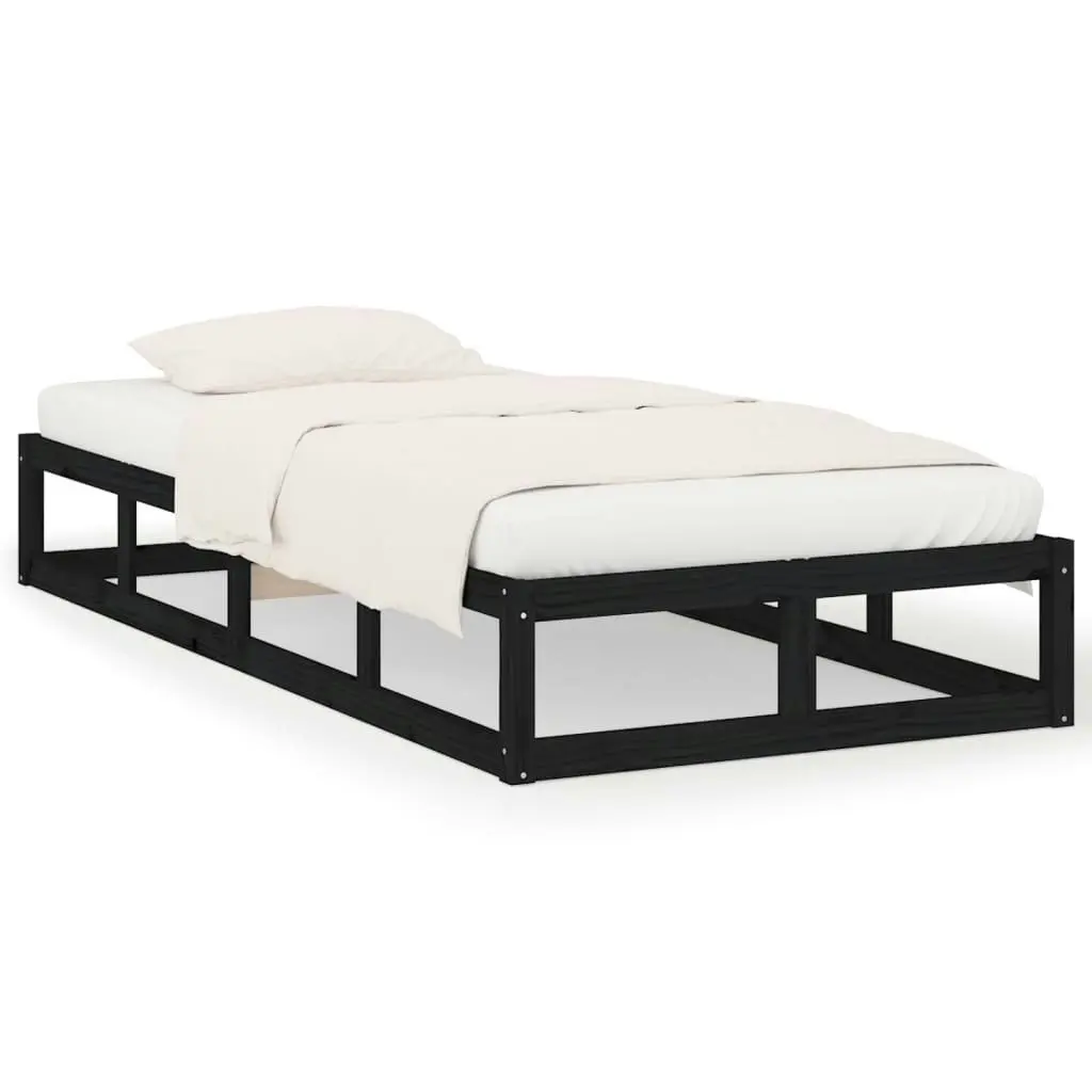 Bed Frame without Mattress Black 100x200 cm Solid Wood 820790