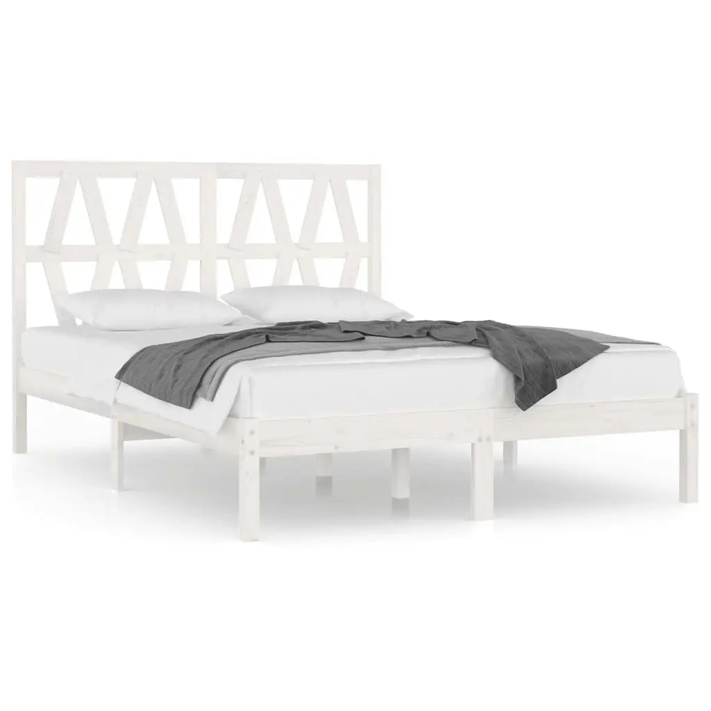 Bed Frame without Mattress White Solid Wood 183x203 cm King 3104014