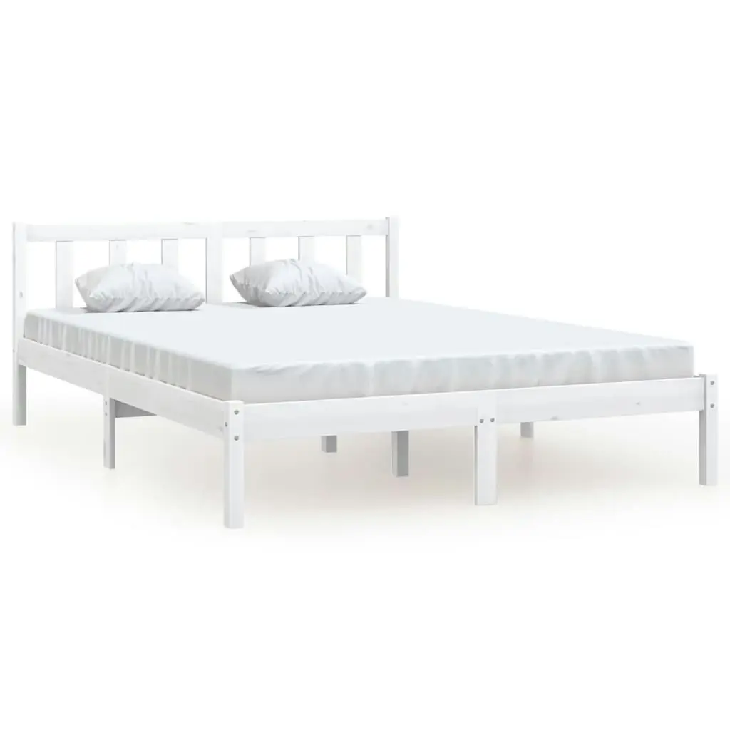 Bed Frame without Mattress White Solid Wood 135x190 cm 810058