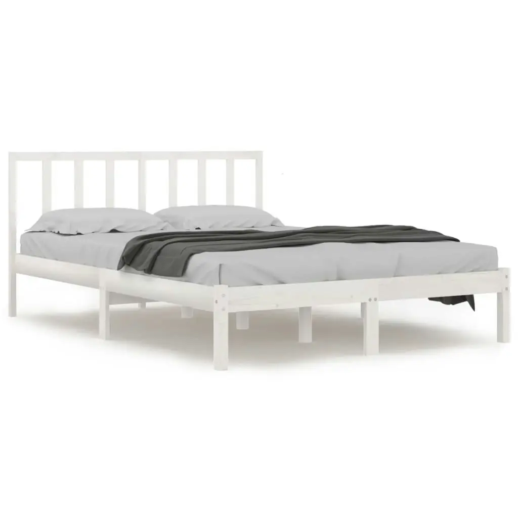 Bed Frame without Mattress White Solid Wood Pine 150x200 cm 3105077