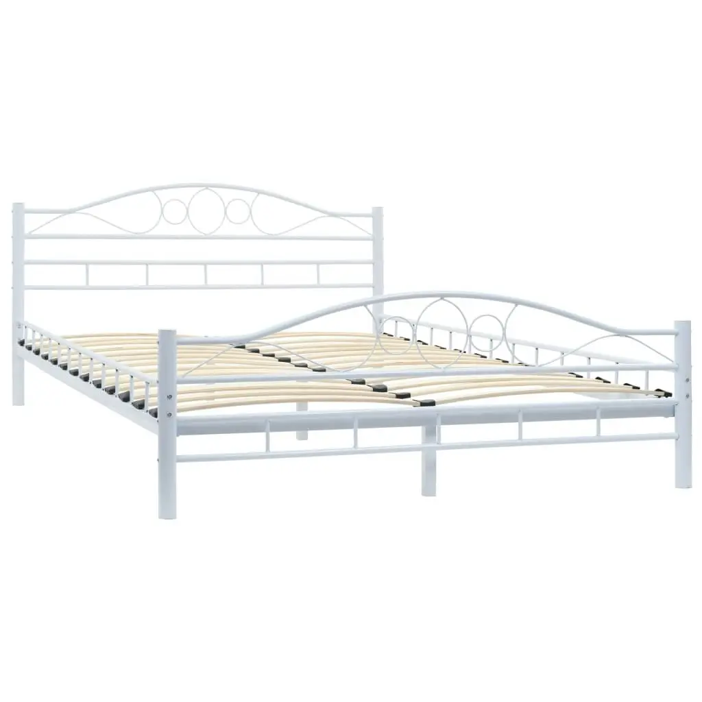 Bed Frame without Mattress White Metal 137x187 cm Double 247236