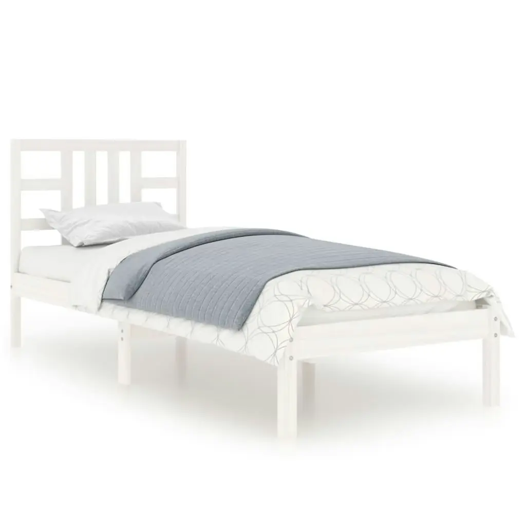 Bed Frame White Solid Wood 92x187 cm Single Size 3105371