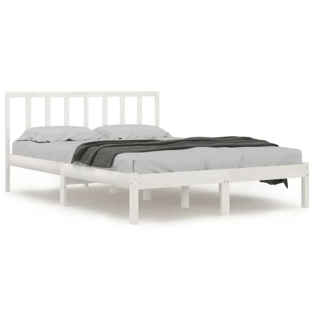 Bed Frame without Mattress White Solid Wood Pine 135x190 cm 3105112