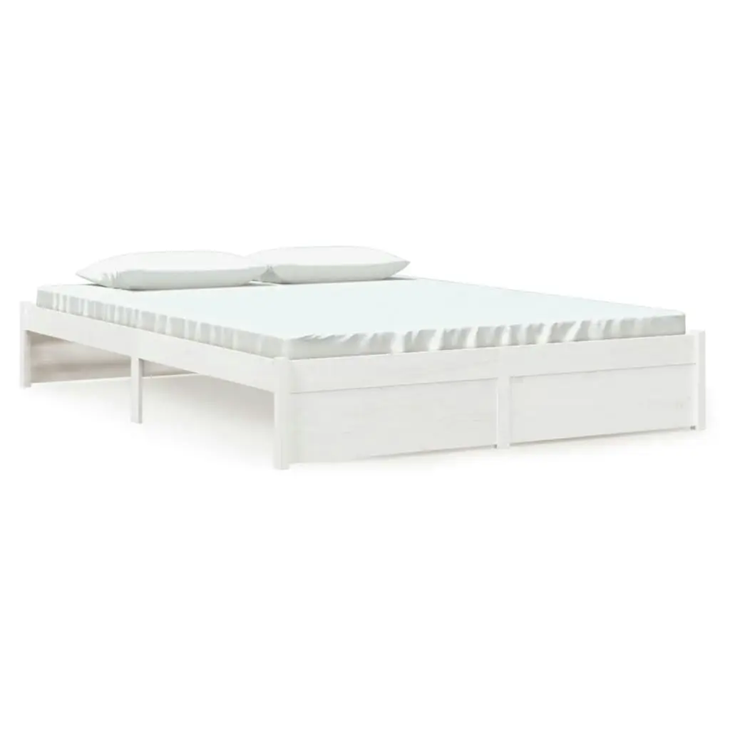 Bed Frame without Mattress White Solid Wood 150x200 cm 814955