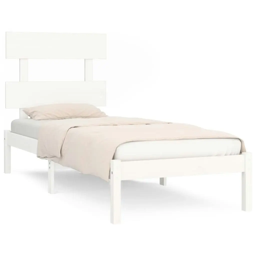 Bed Frame White Solid Wood 92x187 cm Single Size 3104639