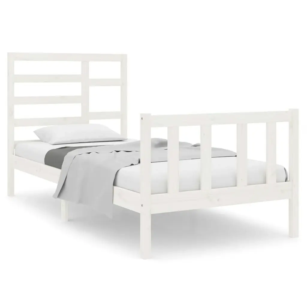 Bed Frame without Mattress White Solid Wood 90x190 cm 3105891