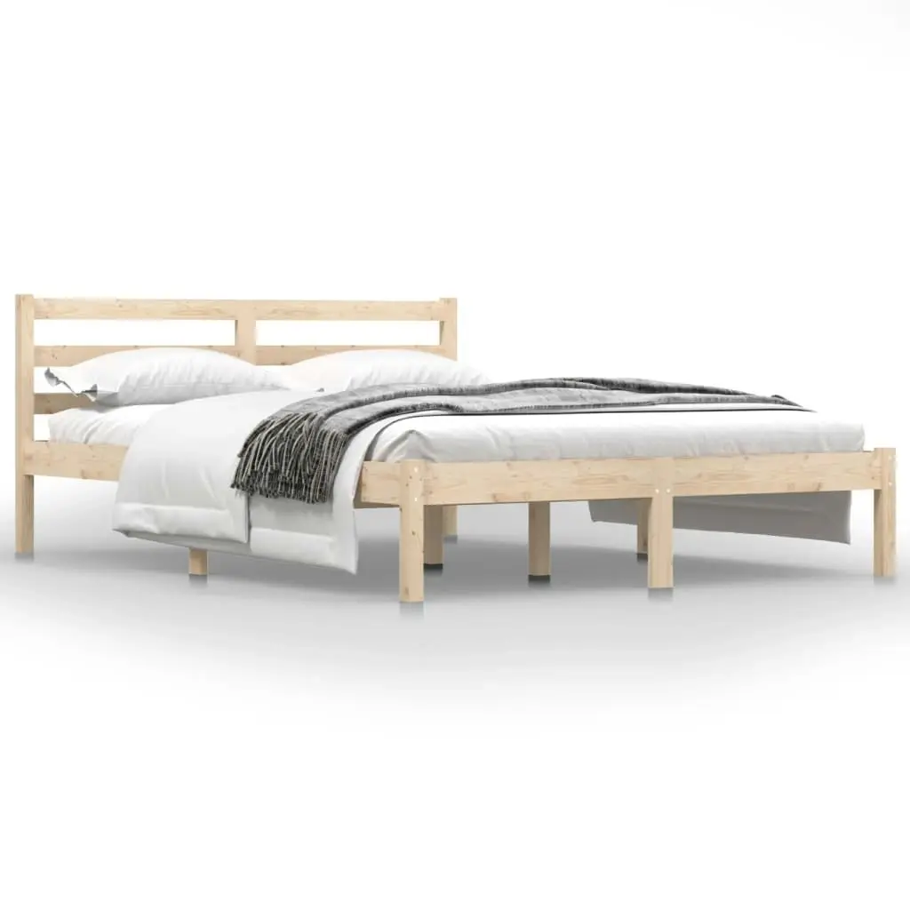 Bed Frame Solid Wood Pine 137x187 cm Double Size 810405