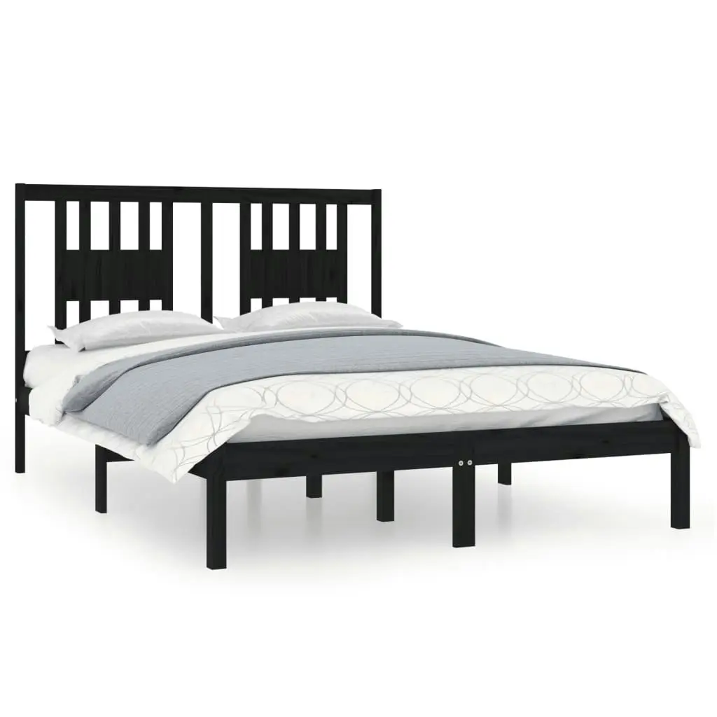 Bed Frame without Mattress Black Solid Wood 135x190 cm 3104042