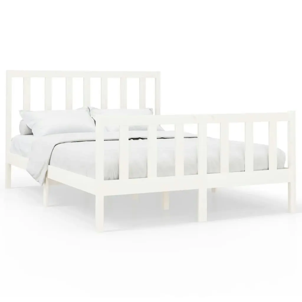 Bed Frame without Mattress White 150x200 cm Solid Wood Pine 3106709