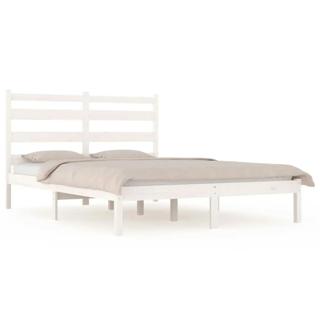 Bed Frame without Mattress White Solid Wood 183x203 cm King 3103664