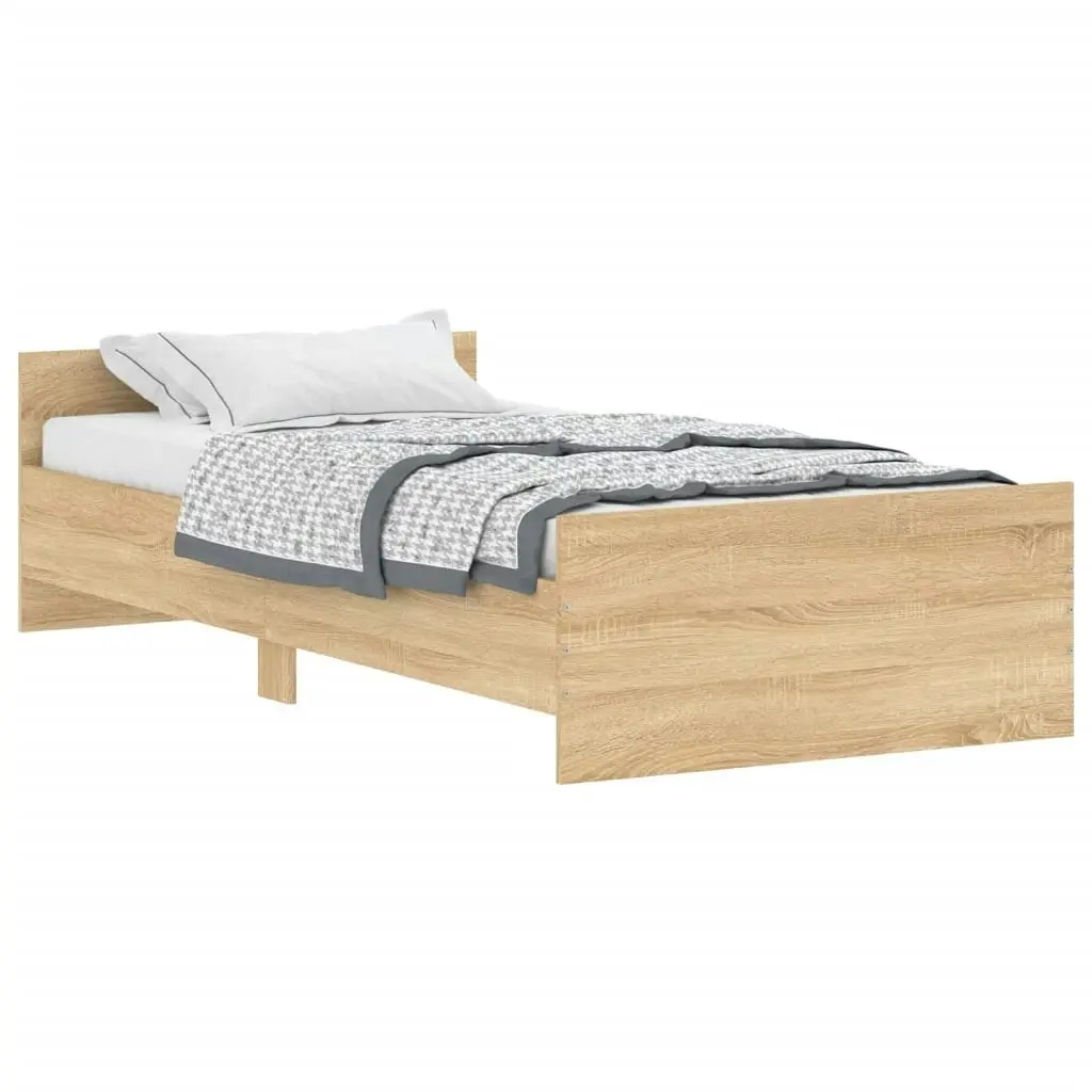 Bed Frame Sonoma Oak 92x187 cm Single Size Engineered Wood 835941