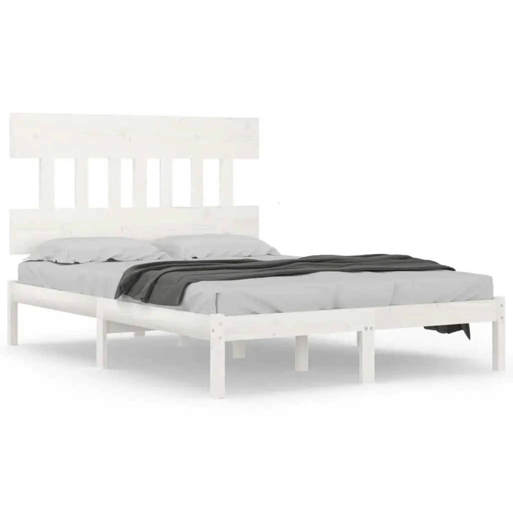 Bed Frame White Solid Wood 183x203 cm King Size 3104754