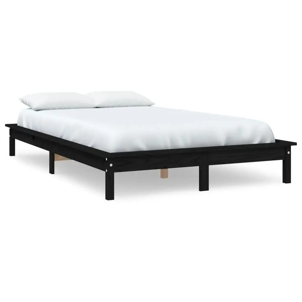 Bed Frame without Mattress Black 135x190 cm Solid Wood 820585