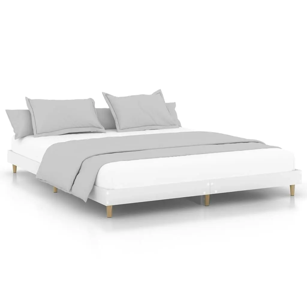 Bed Frame White 183x203 cm King Size Engineered Wood 832013