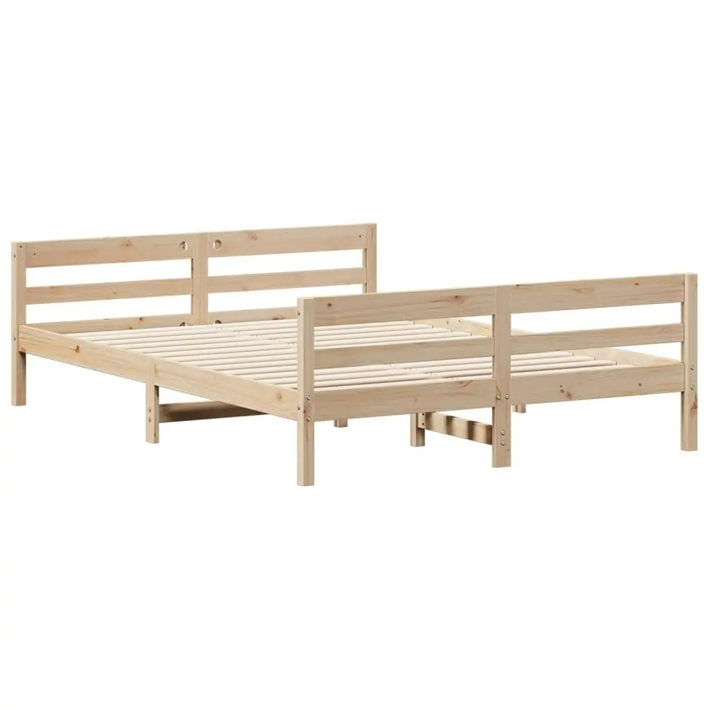 Bed Frame with Headboard 137x187 cm Double Size Solid Wood Pine 842786