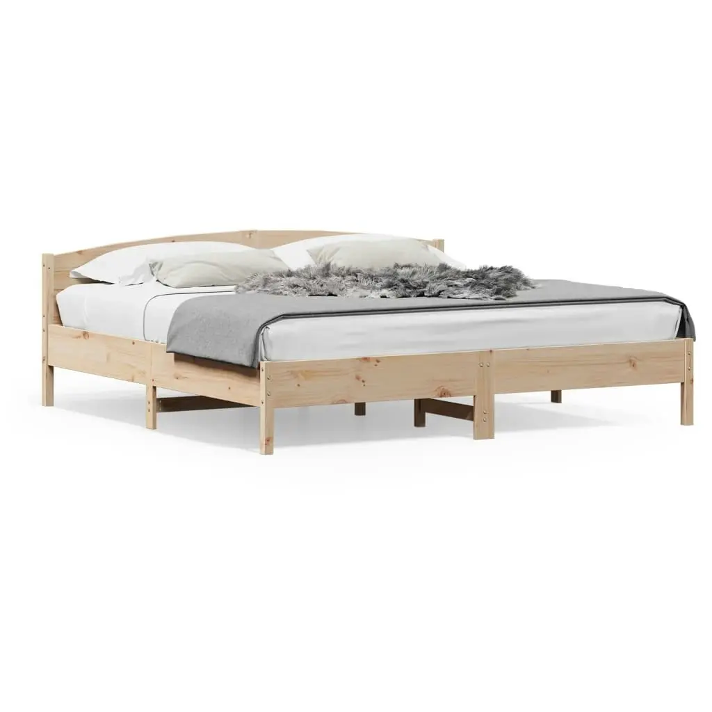 Bed Frame with Headboard 183x203 cm King Size Solid Wood Pine 3216191