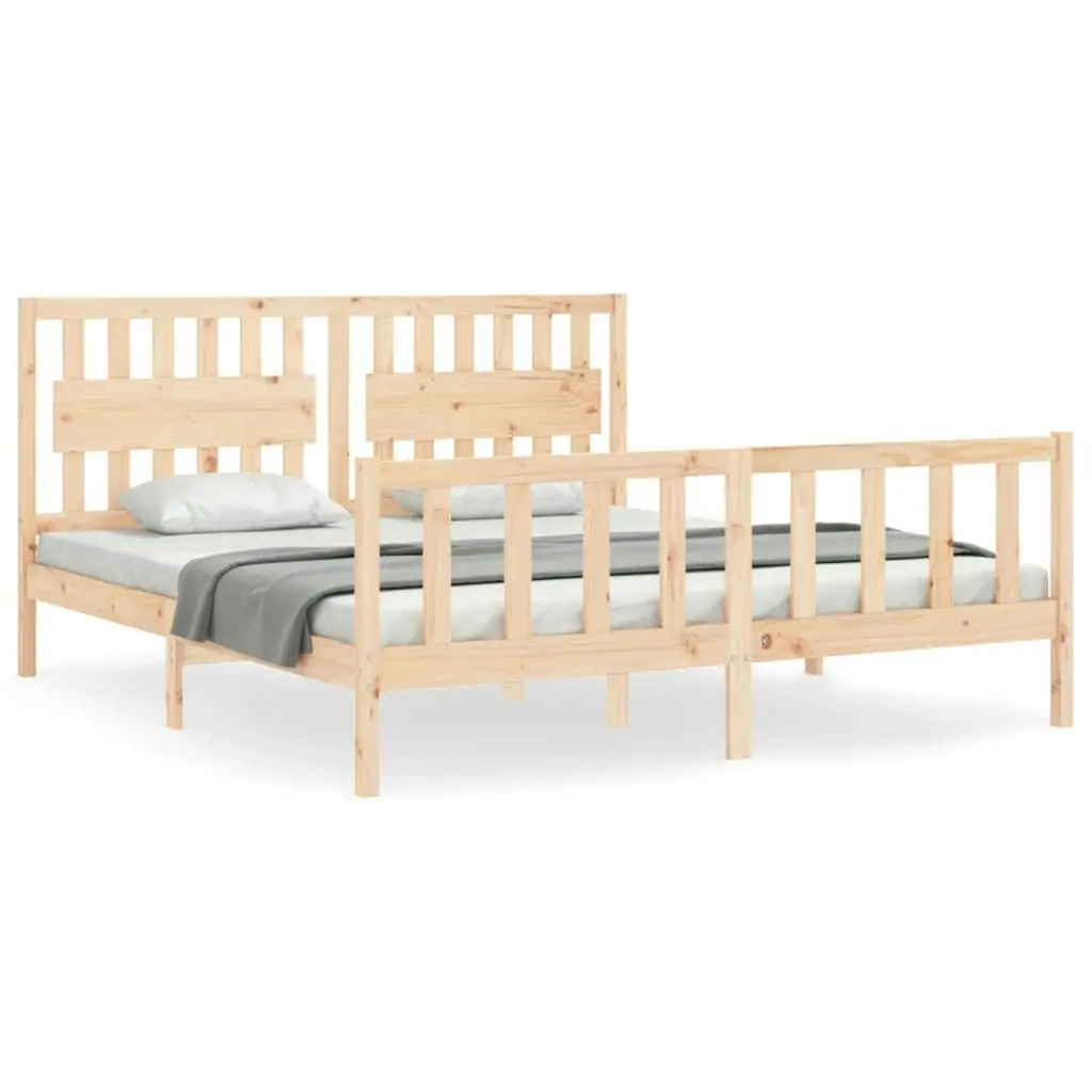 Bed Frame without Mattress 183x203 cm King Solid Wood Pine 3192441