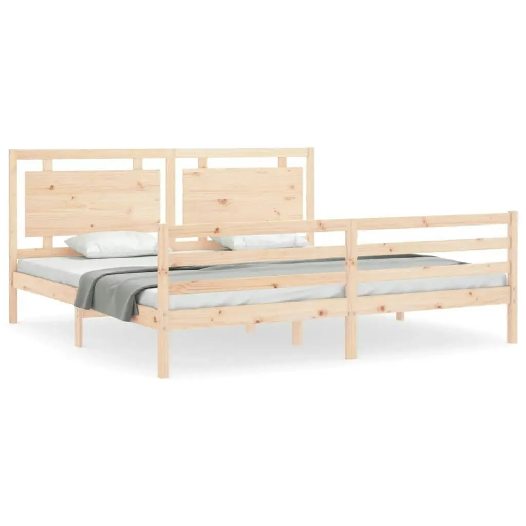 Bed Frame with Headboard 183x203 cm King Solid Wood 3194066