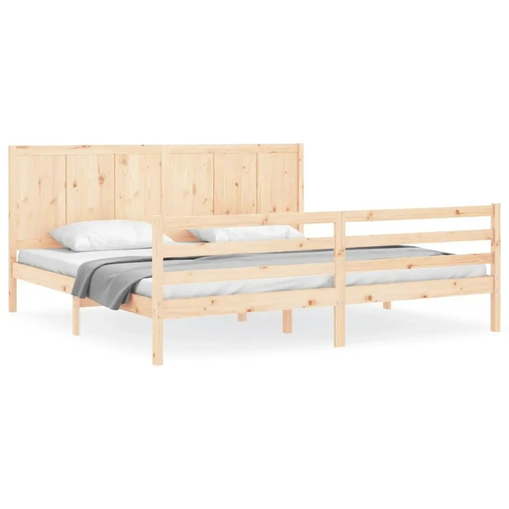 Bed Frame with Headboard 183x203 cm King Solid Wood 3194521