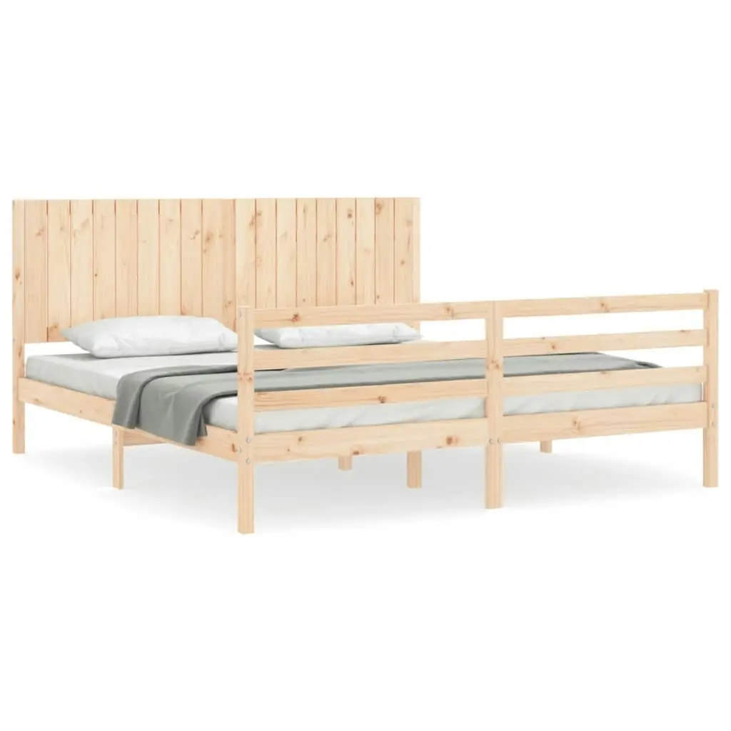 Bed Frame with Headboard 183x203 cm King Solid Wood 3194781