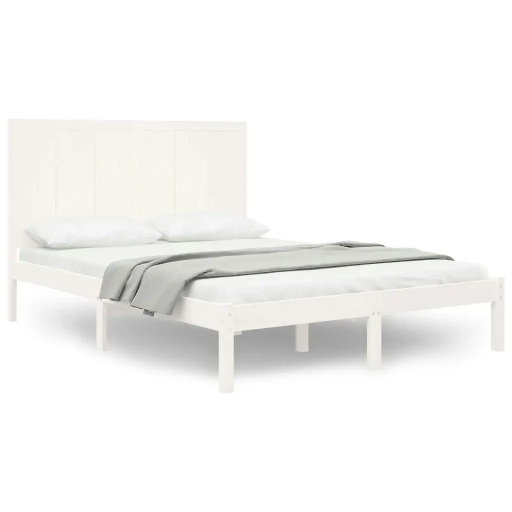 Bed Frame without Mattress White 150x200 cm Solid Wood Pine 3105736