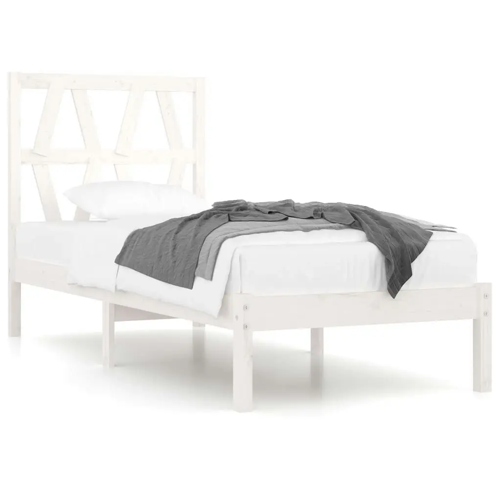 Bed Frame without Mattress White Solid Wood 90x190 cm 3103964