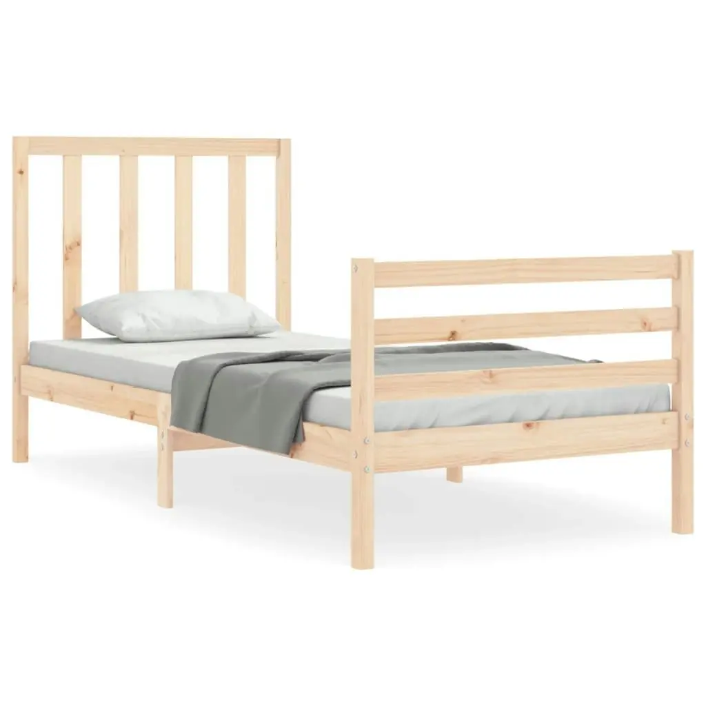 Bed Frame with Headboard 92x187 cm Single Size Solid Wood 3193756