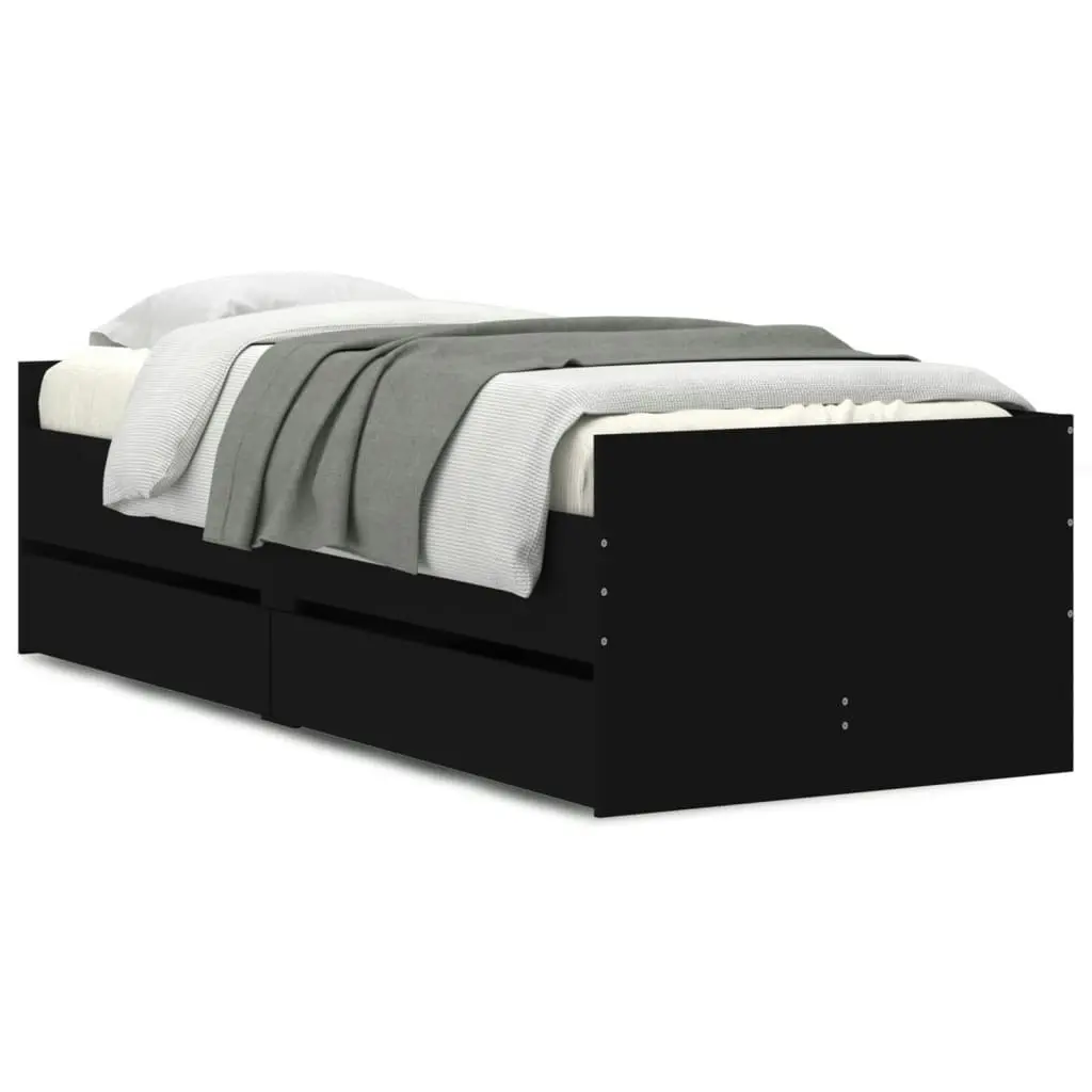 Bed Frame with Drawers without Mattress Black 90x190 cm 3207351