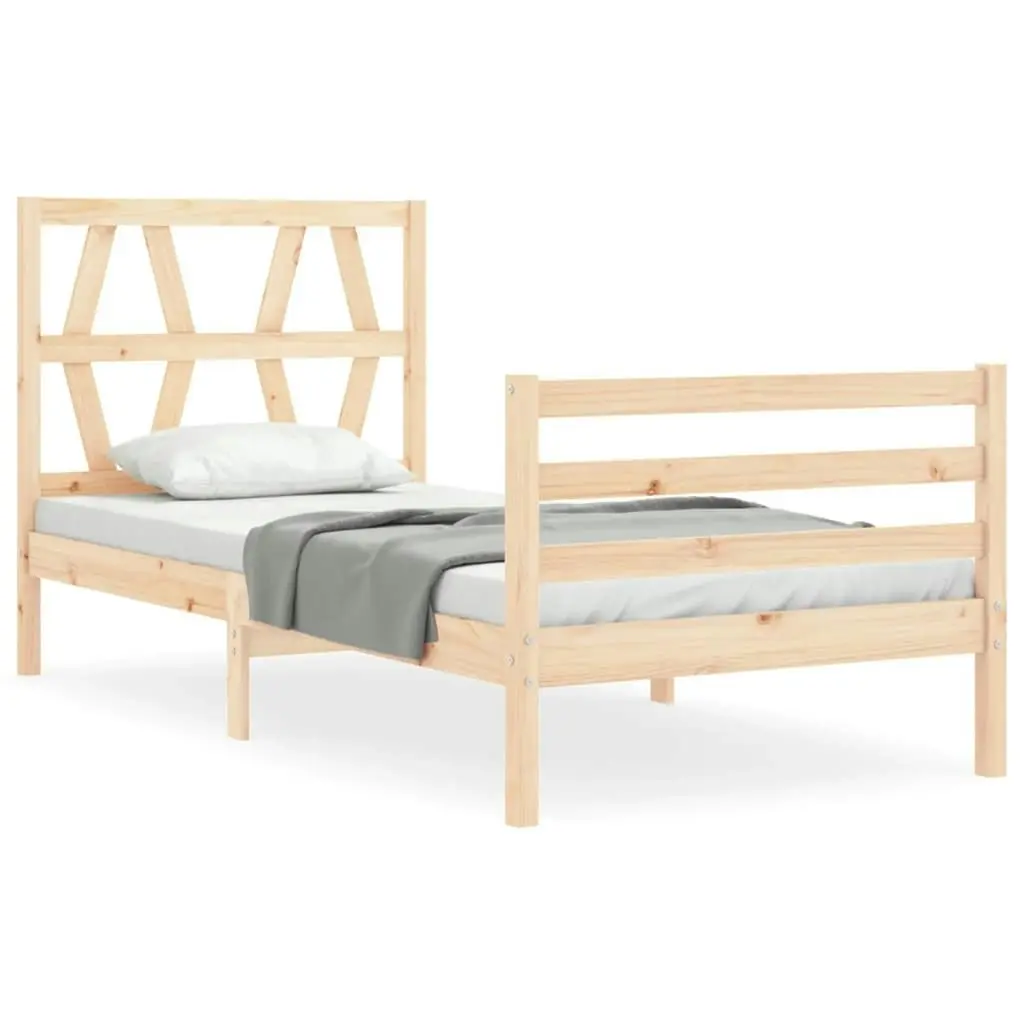 Bed Frame with Headboard 92x187 cm Single Size Solid Wood 3194341