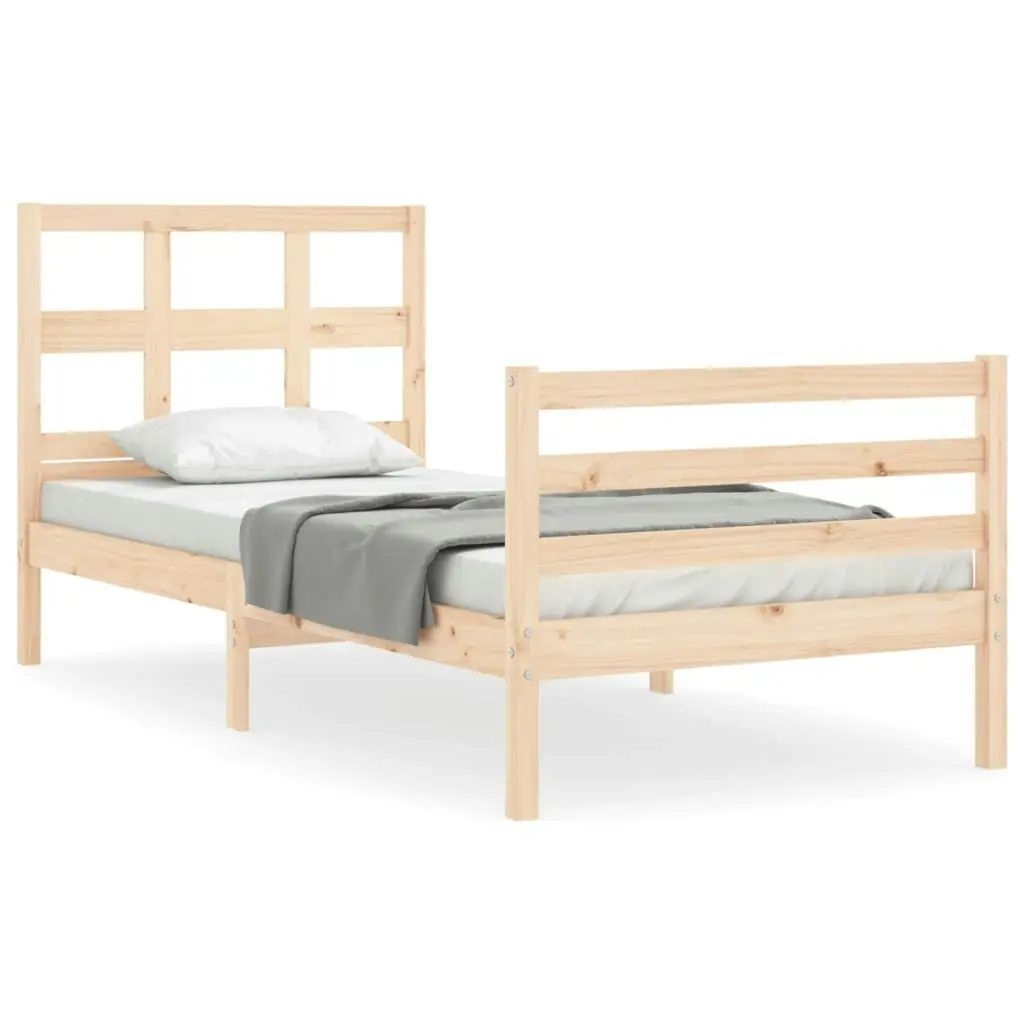 Bed Frame with Headboard 92x187 cm Single Size Solid Wood 3194796