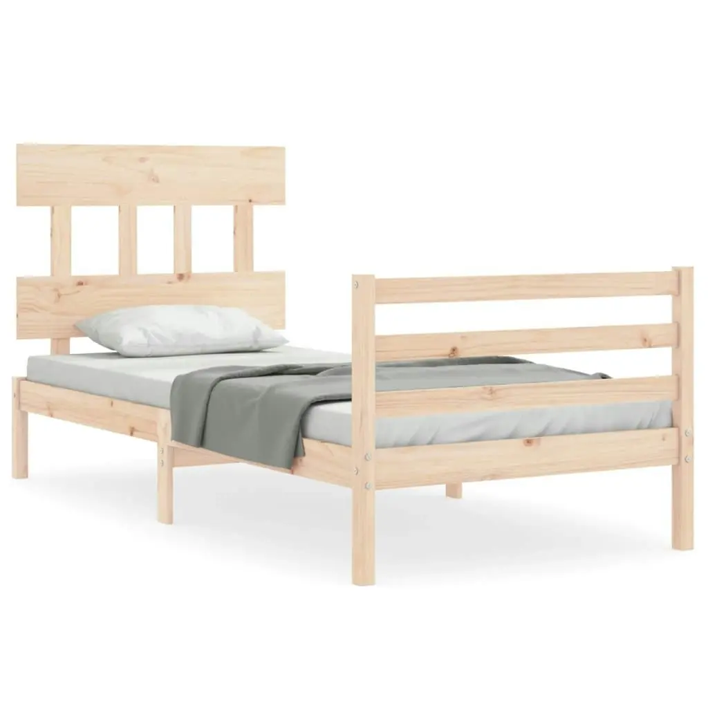 Bed Frame with Headboard 92x187 cm Single Size Solid Wood 3195121