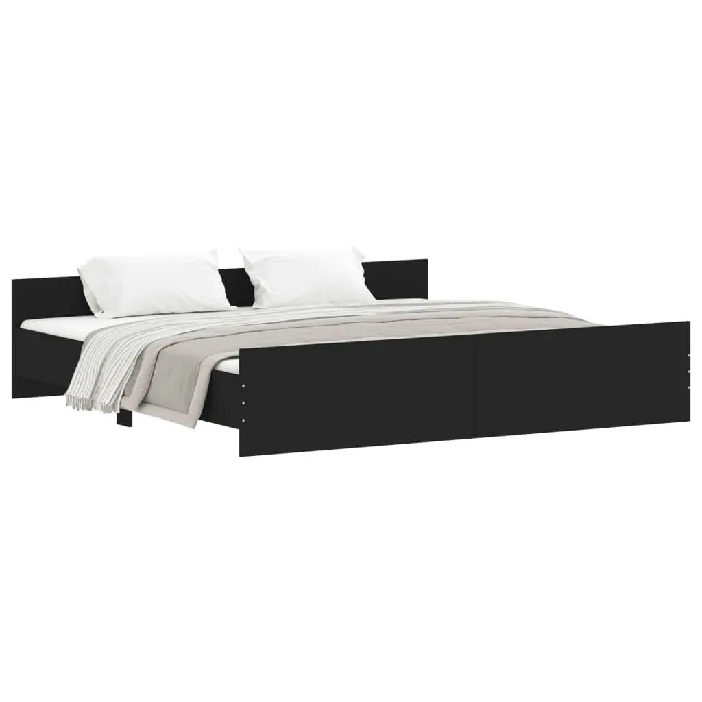 Bed Frame with Headboard and Footboard Black 183x203 cm King Size 3203769