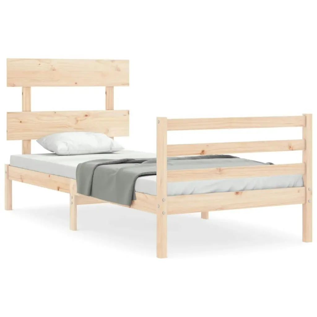 Bed Frame with Headboard 92x187 cm Single Size Solid Wood 3195056