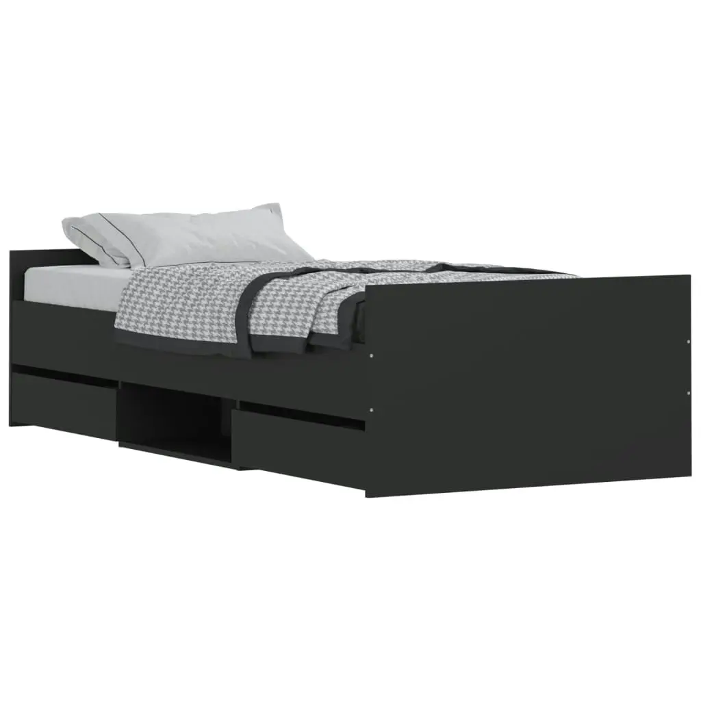 Bed Frame with Headboard and Footboard Black 92x187 cm Single Size 3203811